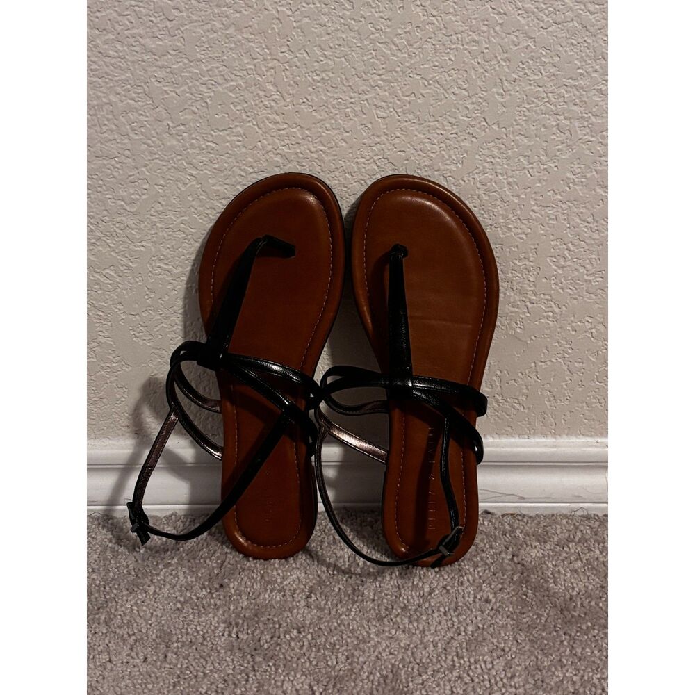 Kelly & Katie Brown Footbed Sandals with Black Straps